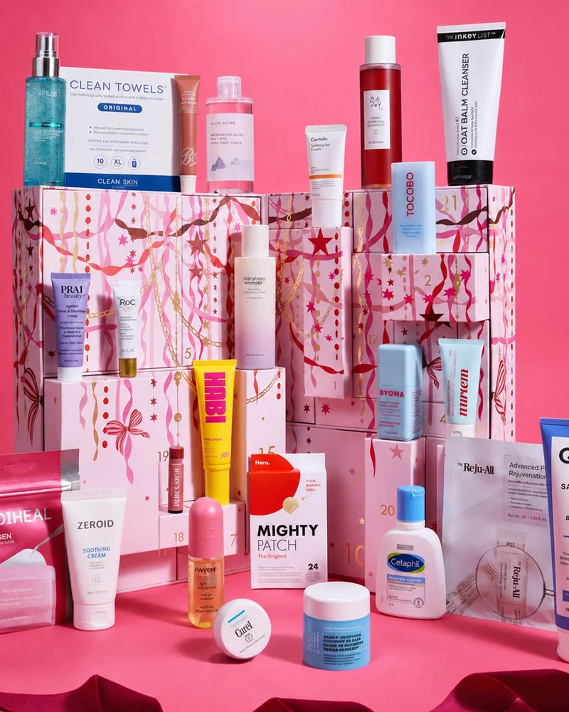 Адвент-календарь Boots 24 Days of Skin 2026: розовые ящички со средствами для ухода за кожей